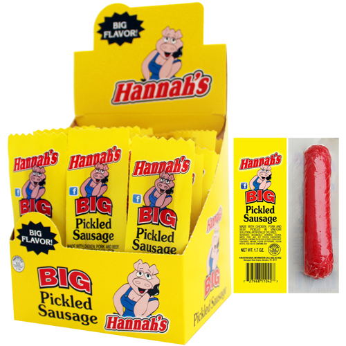 Hannah's Big Pickled 1.7oz Sausages (With Pork) - 20-ct Boxes