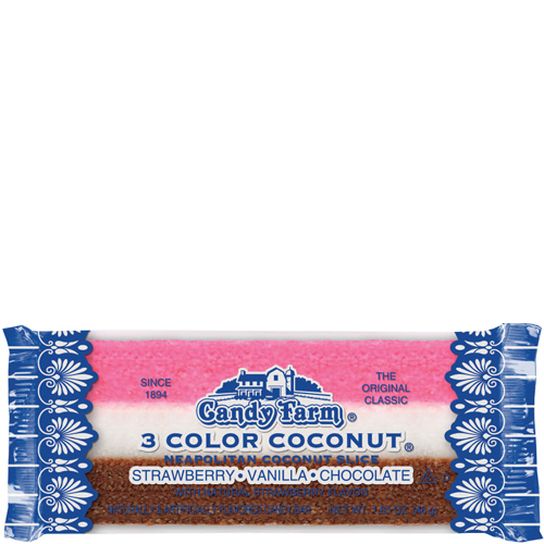 Neapolitan Coconut Slice Candy Bars - Single Bars