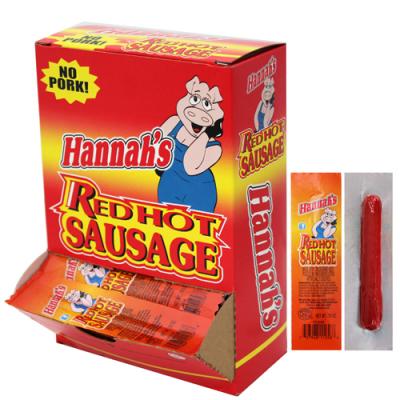 Hannah's Red Hot Pickled 0.70oz Sausages (No Pork) - 50-ct Boxes